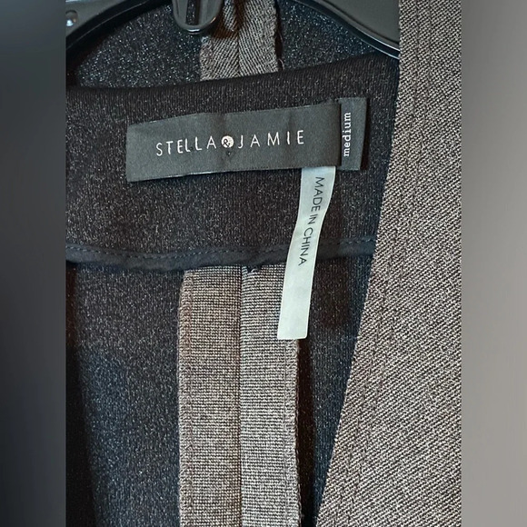 STELLA & JAMIE Rio Draped Leather Sleeve Jacket in Taupe/Black Size Medium - Picture 8 of 9